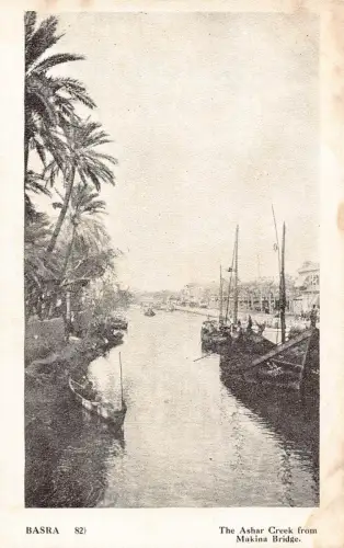 Irak Der Ashar Creek von Makina Bridge Boats Vintage Postkarte