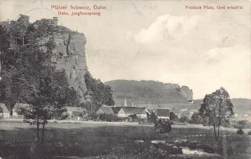 A118 Deutschland 1915 Pfaelzer Schweiz Dahn Jungfernsprung Klippe Vintage Postkarte