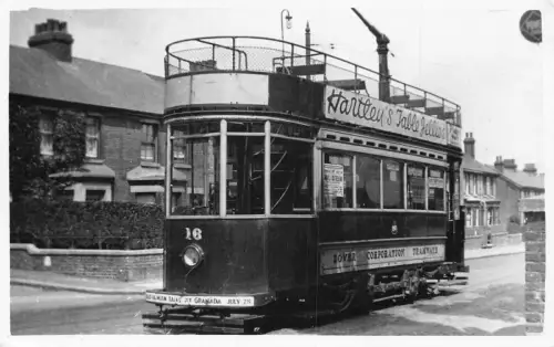 L367 England Dover Tram Kartlen's Jable Jellies Werbung RPPC Postkarte