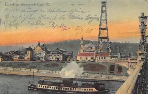 A113 Belgien 1905 Univ Expo Lüttich Haute Baviere Restaurant Dampfschiff Postkarte