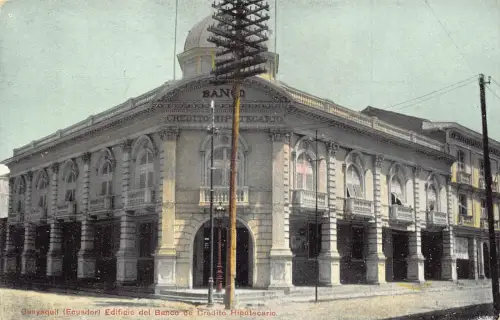 Ecuador Guayaquil Calle de Pichincha Bank Banco Vintage Postkarte