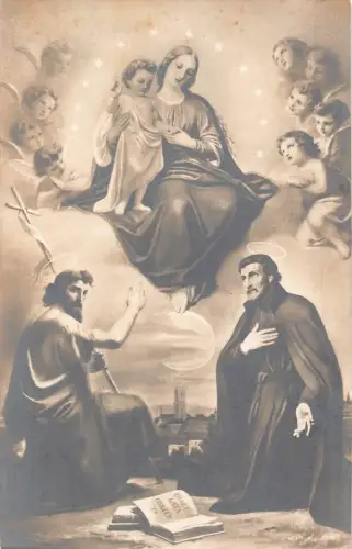 Religiöse 1954 Engel Jesus und Maria Bibel Szene Vintage Postkarte