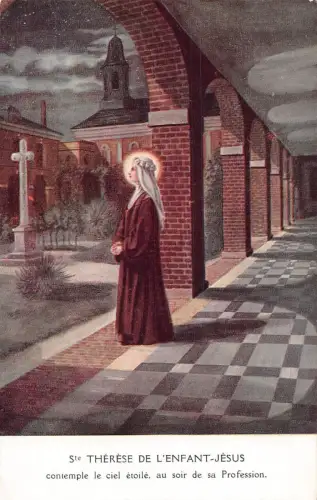 Religiöse Heilige Teresa von Avila in der Nacht der Beruf Vintage Postkarte