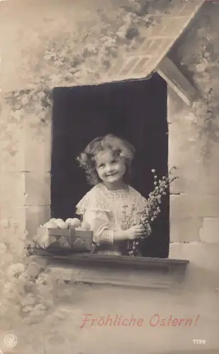 L091 Deutschland 1913 Ostergrüße Mädchen Eier Fantasie Postkarte