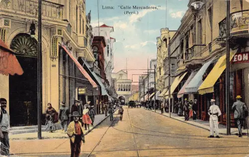 Peru Lima 1913 Calle Mercaderes Handelsviertel Vintage Postkarte