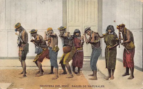 Peru peruanische Grenze einheimische Tänze Vintage Postkarte