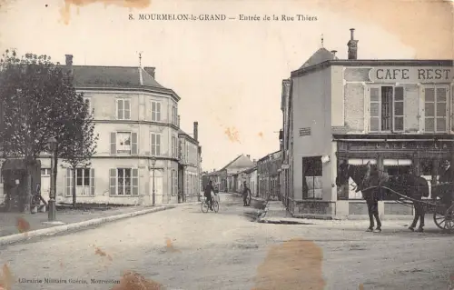 L034 Frankreich Mourmelon le Grand Rue Thiers Cafe Restaurant Vintage Postkarte