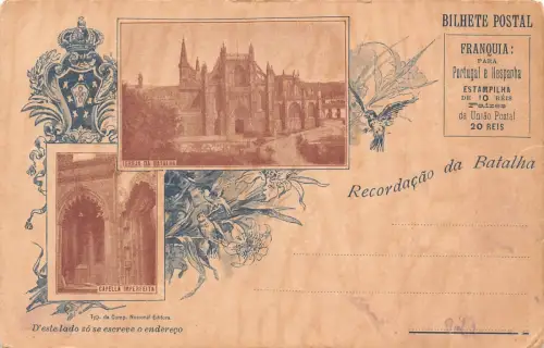 Portugal Recordacao de Batalha frühe alte Postkarte