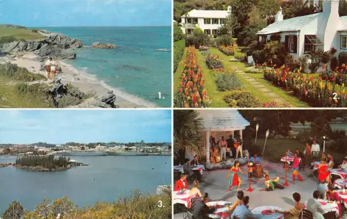 Bermuda 1967 Warwick Beach Home Garden Hamilton Limbo Dancers Vintage Postkarte
