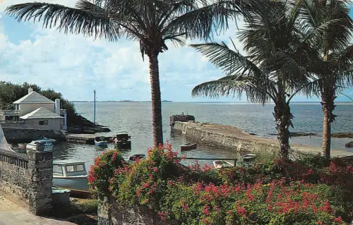 Bermuda 1968 Devonshire Dock Boats Vintage Postkarte