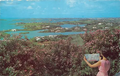 Bermuda 1968 Hamilton Hafen von Gibbs Hill Leuchtturm Karte Vintage Postkarte