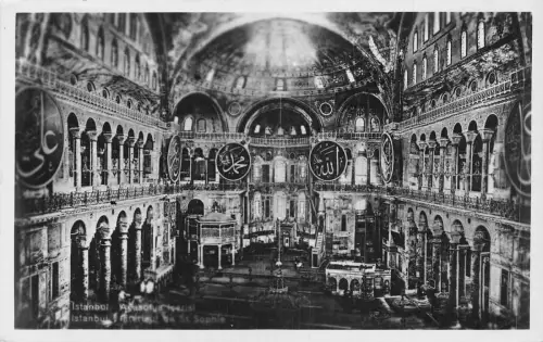 Türkei Konstantinopel Istanbul Hagia Sophia Moschee Innenraum RPPC Postkarte