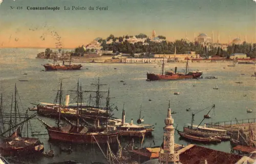 Türkei Konstantinopel Istanbul Pointe du Serai Dampfschiff Postkarte