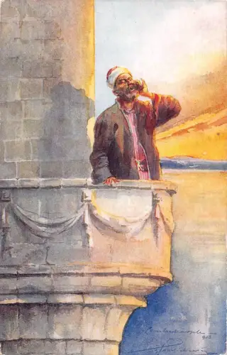 Türkei Ära des alten Osmanischen Reiches Ureinwohner ethnischer Mann Kunst Vintage Postkarte