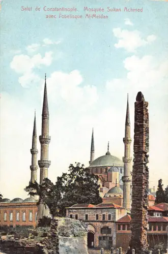 Türkei Istanbul Salut de Constantinople Moschee Sultan Ahmet Alt-Meidan Postkarte