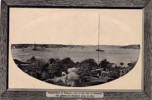 Türkei Istanbul Blick auf den Bosporus vom Park Stamboul Passepartout Postkarte