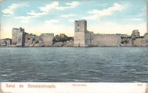Türkei Istanbul Salut de Constantinople Mermer Kule Weißer Turm Postkarte