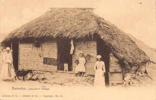 L526 Barbados Arbeiterhaus Ethnik 1908 Vintage Postkarte