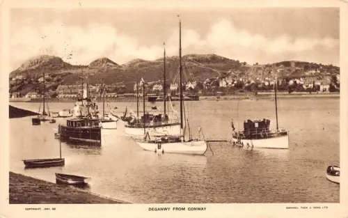 Wales 1938 Deganwy aus Conway Steamboats Harbor Vintage Postkarte