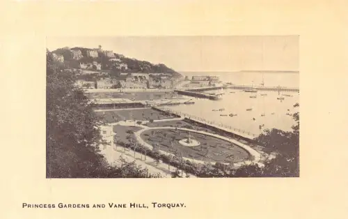 England Torquay Princess Gardens und Vane Hill Vintage Postkarte