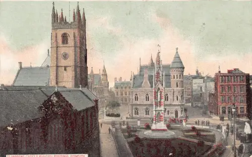 England St Andrews Cross and Municipal Buildings Plymouth Vintage Postkarte