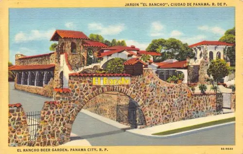 Panama El Rancho Biergarten Panama City Vintage Postkarte