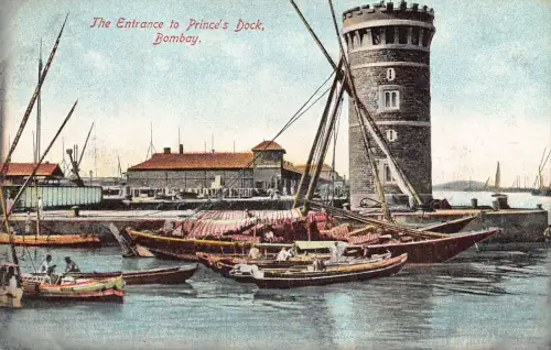 A996 Indien Eingang zum Prince's Dock Bombay Boats Vintage Postkarte