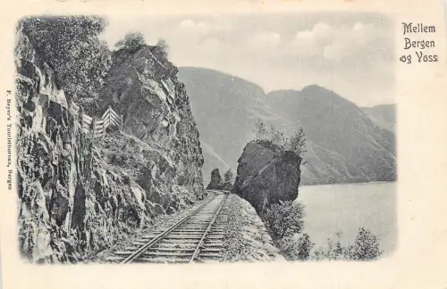 A999 Norwegen Mellem Bergen og Voss Eisenbahn Vintage Postkarte
