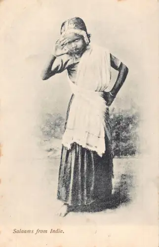 A994 Salaams aus Indien Einheimisches Mädchen in traditioneller Tracht ethnischer Art Postkarte