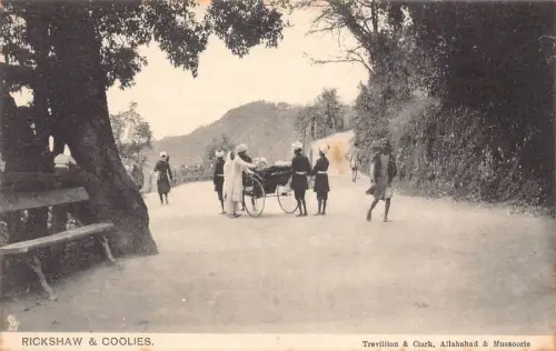 A996 Indien Rikscha und Coolies Ureinwohner Männer Ethno Vintage Postkarte