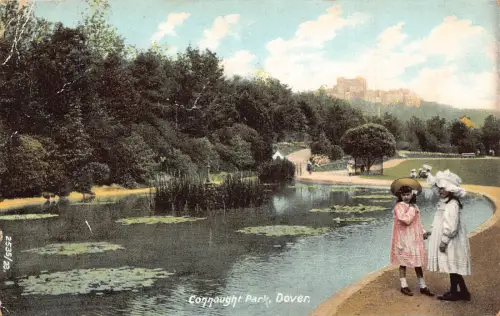 B003 England 1907 Connaught Park Dover Girls Lake Vintage Postkarte