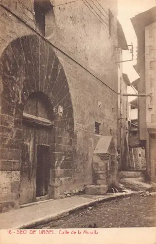 A991 Spanien Seo de Urgel Calle de la Muralla Vintage Postkarte
