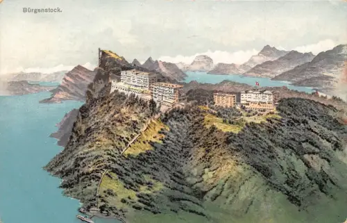B002 Schweiz Bürgenstock Gesamtansicht Vintage Postkarte