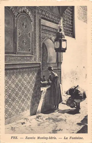 B009 Marokko Fes Zaouia Moulay Idrid La Fountain Natives Postkarte