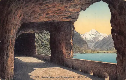 B002 Schweiz Axenstrasse und Bristenstocktunnel Vintage Postkarte