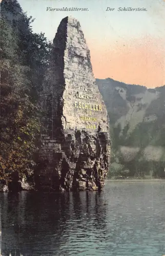 B002 Schweiz Vierwaldstättersee Der Schillerstein Postkarte