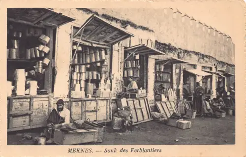 B009 Marokko Meknes Souk des Ferblantiers Paint Sellers Merchants Postkarte