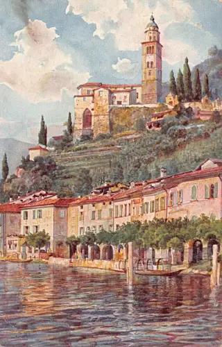 B008 Schweiz Morcote Lago di Lugano Vintage Postkarte