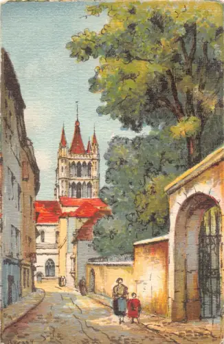 B008 Schweiz 1927 Lausanne La Cite Stadt Vintage Postkarte