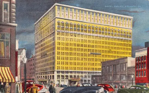 US Hotel Ansley Atlanta Georgia Cars Vintage Postkarte