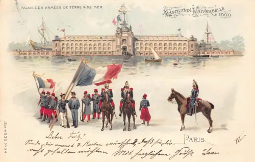 Frankreich Paris 1900 Weltausstellung Armee Palast Vintage Postkarte