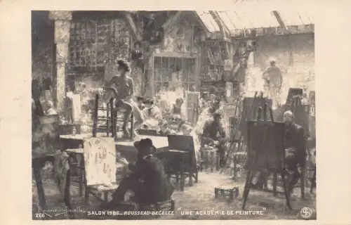 Salon de 1906 Malerei Akademie weibliches Modell Akt gewagte Vintage Postkarte