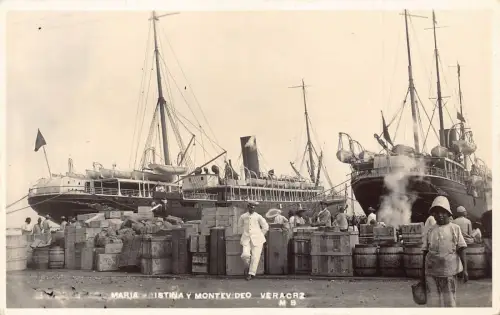 Uruguay Maria Cristina Y Montevideo Matrose Dampfschiffe Hafen RPPC Postkarte