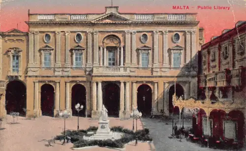 Malta 1916 Valetta Public Library Vintage Postkarte