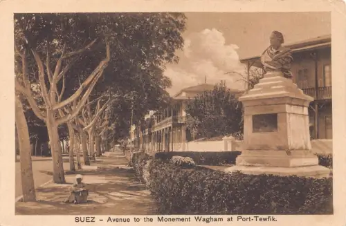 Ägypten Suez Avenue zum Denkmal Wagham in Port Tewfik Vintage Postkarte