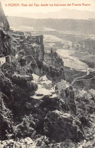 Spanien Ronda Vista del Tajo desde los balcones del Puente Nuevo Vintage Postkarte