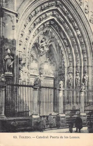 Spanien Catedral Puerta de los Leones Kathedrale Vintage Postkarte