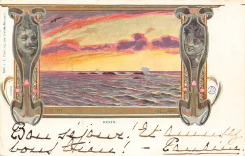 L554 Jugendstil Mittag 1901 Litho Vintage Postkarte