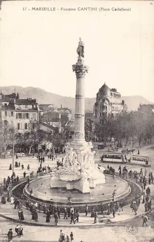 Frankreich Marseille Fontaine Cantini Place Castellane Vintage Postkarte