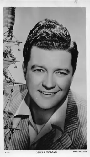 B424 Amerikanischer Schauspieler-Sänger Dennis Morgan RPPC Vintage Postkarte